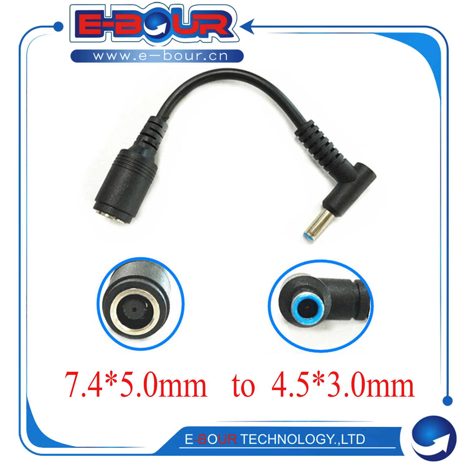 For HP 7.4x5.0mm to 4.5x3.0mm Laptop Power Adapter Converter with 15CM Cable
